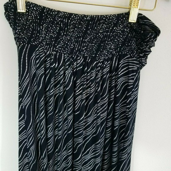 EXPRESS Maxi Skirt Size Small Black & White Faux Tie at Waist Flowy Boho Y2K - Picture 8 of 9